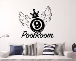 Poolroom Wall Decal Billiard Ball Vinyl Sticker Sport Logo Office Art Decor - 85Nr - thumbnail 1