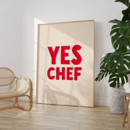 Yes Chef Print - Kitchen Natural & Black Wall Art The Bear Tv Show - thumbnail 3