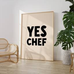 Yes Chef Print - Kitchen Natural & Black Wall Art The Bear Tv Show - thumbnail 1