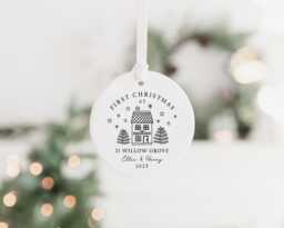 Personalised First Christmas in Our New Home Bauble - Ceramic Xmas Tree Decoration Couple Keepsake - thumbnail 1