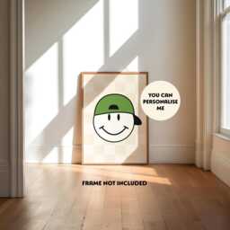 Smiley Face, Cool Kids Print, Boys Bedroom Checkerboard, Retro Style Prints, Skater, Skating, Teen Room Skateboard - thumbnail 1