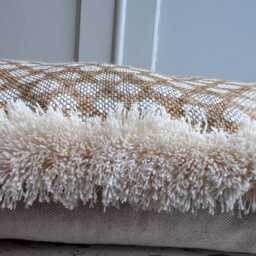 Cushions Made in Fermoie Wicker Luxury Designer Decorative Beige Linen Cushion Pillow Throw Cover Brush Fringe - thumbnail 4