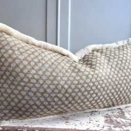 Cushions Made in Fermoie Wicker Luxury Designer Decorative Beige Linen Cushion Pillow Throw Cover Brush Fringe - thumbnail 3