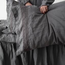 Linen Pillowcase With French Lace. Standard, Queen, King, Euro Sham, Body Pillow Size . Softened & Stonewashed. Made By Mooshop.35 - thumbnail 3
