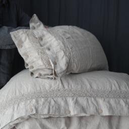 Linen Pillowcase With French Lace. Standard, Queen, King, Euro Sham, Body Pillow Size . Softened & Stonewashed. Made By Mooshop.35 - thumbnail 2