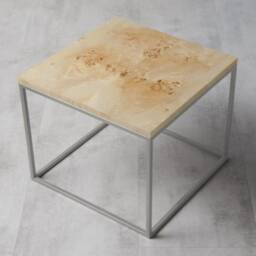 Square Coffee Table, Small Table Made Poplar Burl Verneer, Vintage End Suit To Elegant Living Room - thumbnail 2