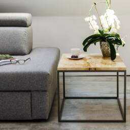 Square Coffee Table, Small Table Made Poplar Burl Verneer, Vintage End Suit To Elegant Living Room - thumbnail 4