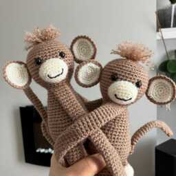 Curtain Tie Backs Monkeys Crochet Monkey Nursery Baby Bedroom Curtains Tiebacks Decoration Newborn New Parent Gift - thumbnail 2