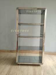 Industrial Aviator Bookcase Hand-Beaten Aluminum Home Office Shelf - thumbnail 1