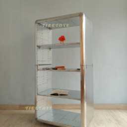 Industrial Aviator Bookcase Hand-Beaten Aluminum Home Office Shelf - thumbnail 4