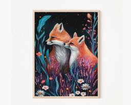 A4 A5 Fox Print - Wall Art Home Decor Gift Woodland Wildlife Print Spring Forest Two Foxes Love - thumbnail 1