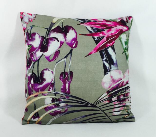 Harlequin - Paradise Loganberry/Raspberry Emerald Exotic Floral Designer Cushion Cover Throw Pillow Handmade Home Decor - image 1