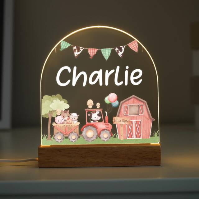 Personalised Led Farm Animal Lamp, Kids Night Light Gift, Animals Light, Birthday Gifts For Kids, Bedroom Nursery Table - image 1