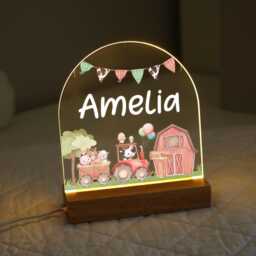 Personalised Led Farm Animal Lamp, Kids Night Light Gift, Animals Light, Birthday Gifts For Kids, Bedroom Nursery Table - thumbnail 2