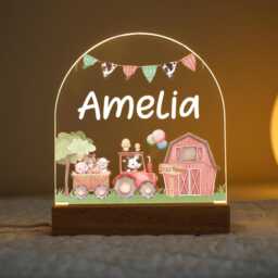 Personalised Led Farm Animal Lamp, Kids Night Light Gift, Animals Light, Birthday Gifts For Kids, Bedroom Nursery Table - thumbnail 4