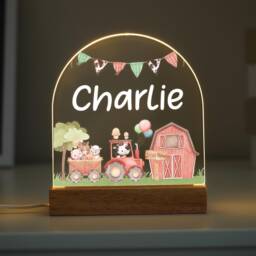 Personalised Led Farm Animal Lamp, Kids Night Light Gift, Animals Light, Birthday Gifts For Kids, Bedroom Nursery Table