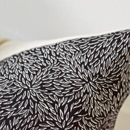Dark Brown Floral Pillow Cover Botanical Block Print Style 22x22 - thumbnail 3