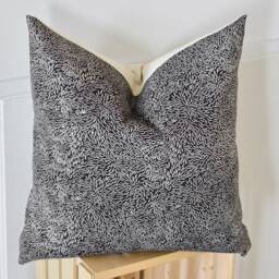 Dark Brown Floral Pillow Cover Botanical Block Print Style 22x22 - thumbnail 2