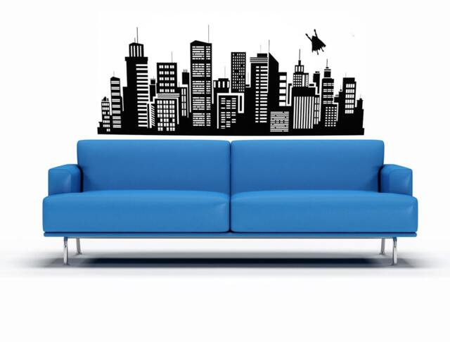 Superhero Wall Art, Skyline Decal, Cityscape Decor, Superheroes Design, New York City, Headboard Decals - image 1
