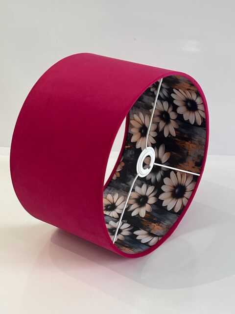 Handmade By Order Hot Pink & Abstract Art Blossom Floral Pattern Drum Lamp Shade Pendant Light All Shapes Sizes Available - image 1