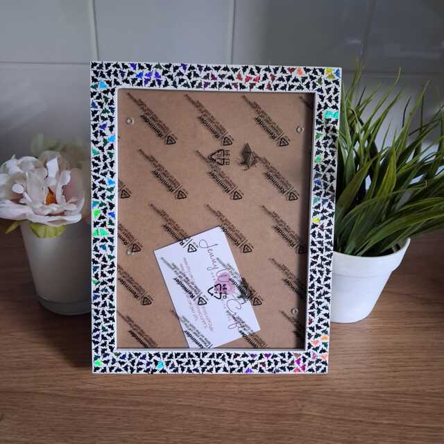 Black Holographic Cat Glitter Photo Frame 6 X 8 Inches - image 1