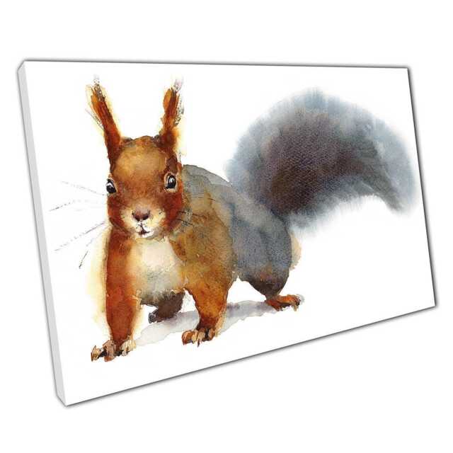 Charming Watercolor Squirrel Canvas Print Woodland-Inspired Wall Art For Home, Office, Or Kids Room - image 1