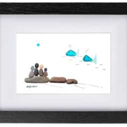 Whale Watching - Pebble Art & Sea Glass Picture Handmade Wall Decor - thumbnail 3