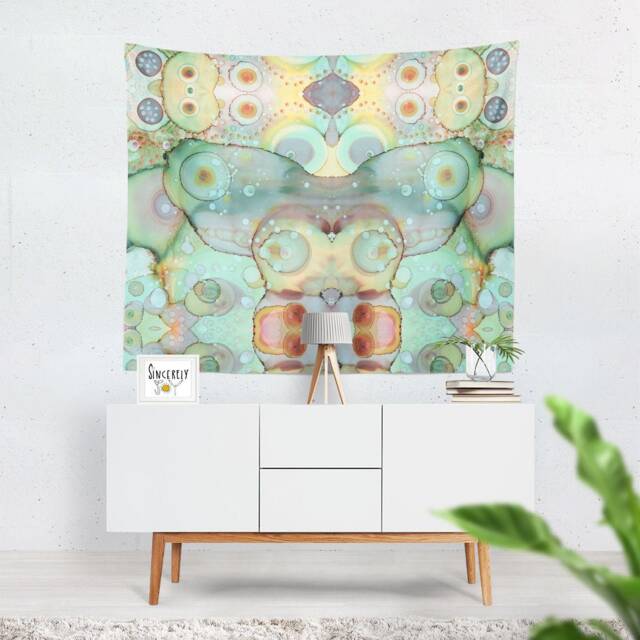 Mermaid Tail Abstract Art Tapestry Wall Hanging Art Colorful Teal Tapestry Large Unique Artist Abstract Tapestries - image 1