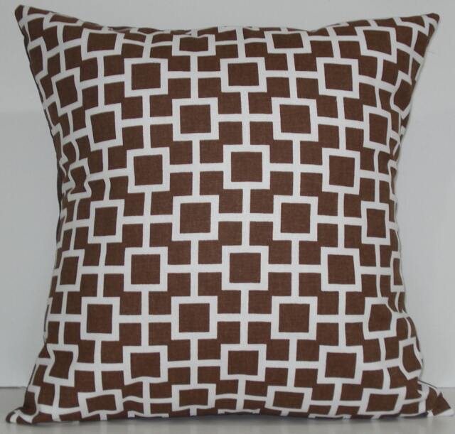 New 18x18 Inch Designer Handmade Pillow Cases in White On Brown Cat's Cradle