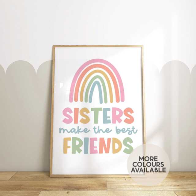 Sisters Make The Best Friends Print - Girls Playroom Nursery Bedroom Unframed - image 1