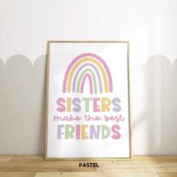 Sisters Make The Best Friends Print - Girls Playroom Nursery Bedroom Unframed - thumbnail 3