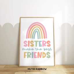 Sisters Make The Best Friends Print - Girls Playroom Nursery Bedroom Unframed - thumbnail 2