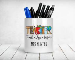 "Personalized Teacher Pen Pot, "