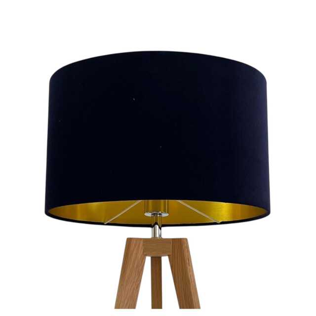 Navy Blue Velvet Brushed Gold Oval Lampshade - image 1