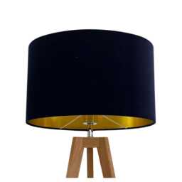 Navy Blue Velvet Brushed Gold Oval Lampshade - thumbnail 1