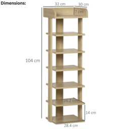 Shoe Rack 7 Tier Slim Wooden Organizer For Entryway, Bedroom & Living Room - thumbnail 4