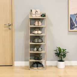 Shoe Rack 7 Tier Slim Wooden Organizer For Entryway, Bedroom & Living Room - thumbnail 3