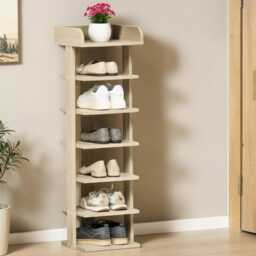 Shoe Rack 7 Tier Slim Wooden Organizer For Entryway, Bedroom & Living Room - thumbnail 1