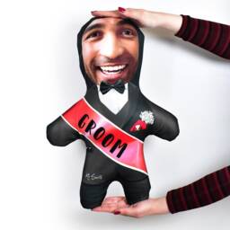 Wedding Groom - Stag Personalised Mini Me??? Photo Doll/Face Teddy Novelty Gift Party - thumbnail 1