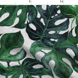Tropical Curtain Panel - Botanical Palm Leaves Summer Island Green Custom Jumbo Monstera By Sugarpinedesign - thumbnail 4