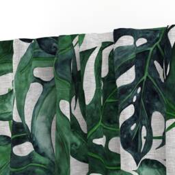 Tropical Curtain Panel - Botanical Palm Leaves Summer Island Green Custom Jumbo Monstera By Sugarpinedesign - thumbnail 3