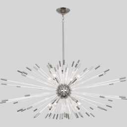 1950's Mid-Century Modern Brass Chandelier-Pendant Light Sputnik Chandelier-Italian Ceiling Fixture - Acrylic Sticks Chandelier - thumbnail 2