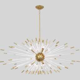 1950's Mid-Century Modern Brass Chandelier-Pendant Light Sputnik Chandelier-Italian Ceiling Fixture - Acrylic Sticks Chandelier - thumbnail 1