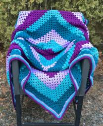 Purple & Teal Giant Granny Square Crochet Blanket - thumbnail 1