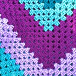 Purple & Teal Giant Granny Square Crochet Blanket - thumbnail 4