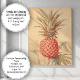 Elegant Tropical Pineapple Botanical Illustration Canvas Wall Art Print Decor Picture Ready To Hang - thumbnail 3
