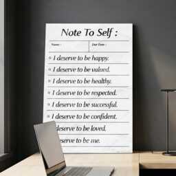 Note To Self List Motivational Inspirational Self-Improvement, Framed Canvas Wall Art Poster Print, Home Office & Room Decor, Gift Idea - thumbnail 1