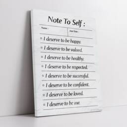 Note To Self List Motivational Inspirational Self-Improvement, Framed Canvas Wall Art Poster Print, Home Office & Room Decor, Gift Idea - thumbnail 3