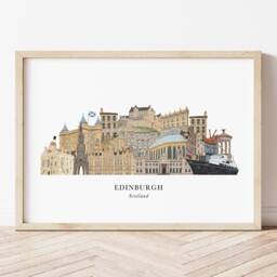 Edinburgh Skyline Print, Landmarks, Cityscape, Wall Art, Illustration, Travel Poster, Gift - thumbnail 1