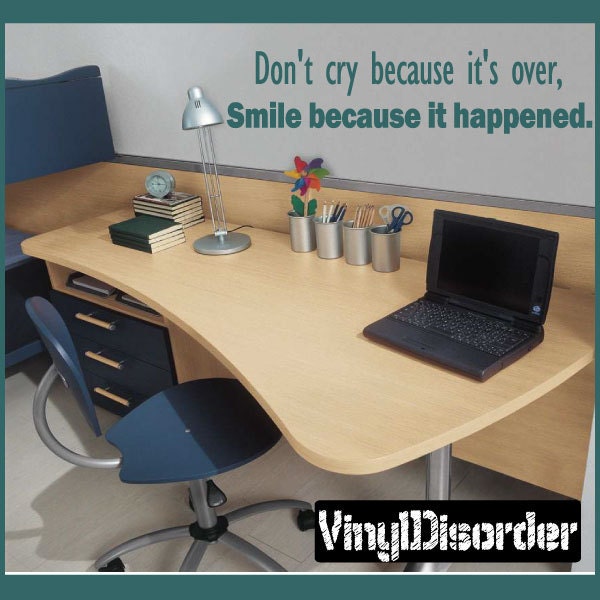 Don't Cry Because Its Over, Smile It Happened - Vinyl Wall Decal Quotes Sticker Sp006Dontcryvet - image 1